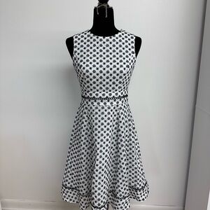 Calvin Klein Black and White Star Pattern Midi Dress